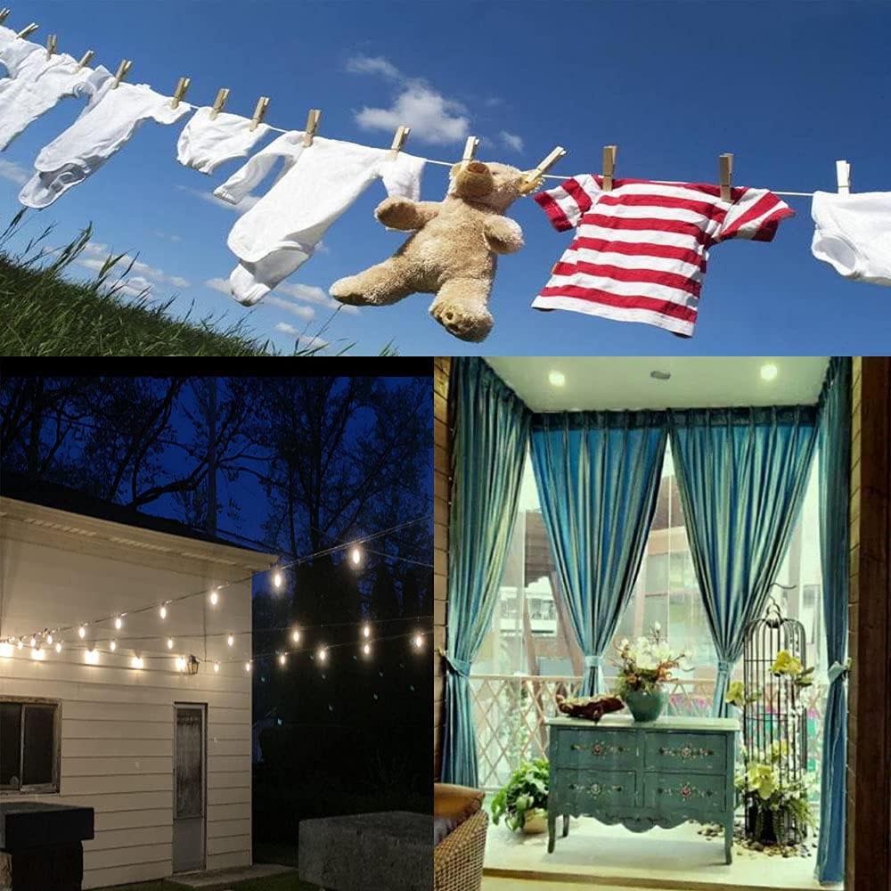 Outdoor/Indoor Clothesline, Stainless Steel Clothesline Wire Outdoor Cable Wire Rope Laundry Hanging Drying With Tightener Syste