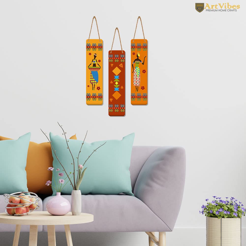 Artvibes African Warli Art Designer Wooden Wall Hanging Decoration Items for Home | Gifts | Bedroom | Wooden Wall Hanger | Mdf W