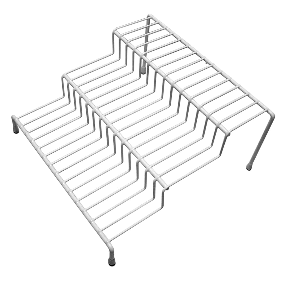 Home Basics 3-Tier Steel Spice Organizer (White) Spice Rack Countertop Organizer | Space-Saving Rack For Spices | Open Design, V