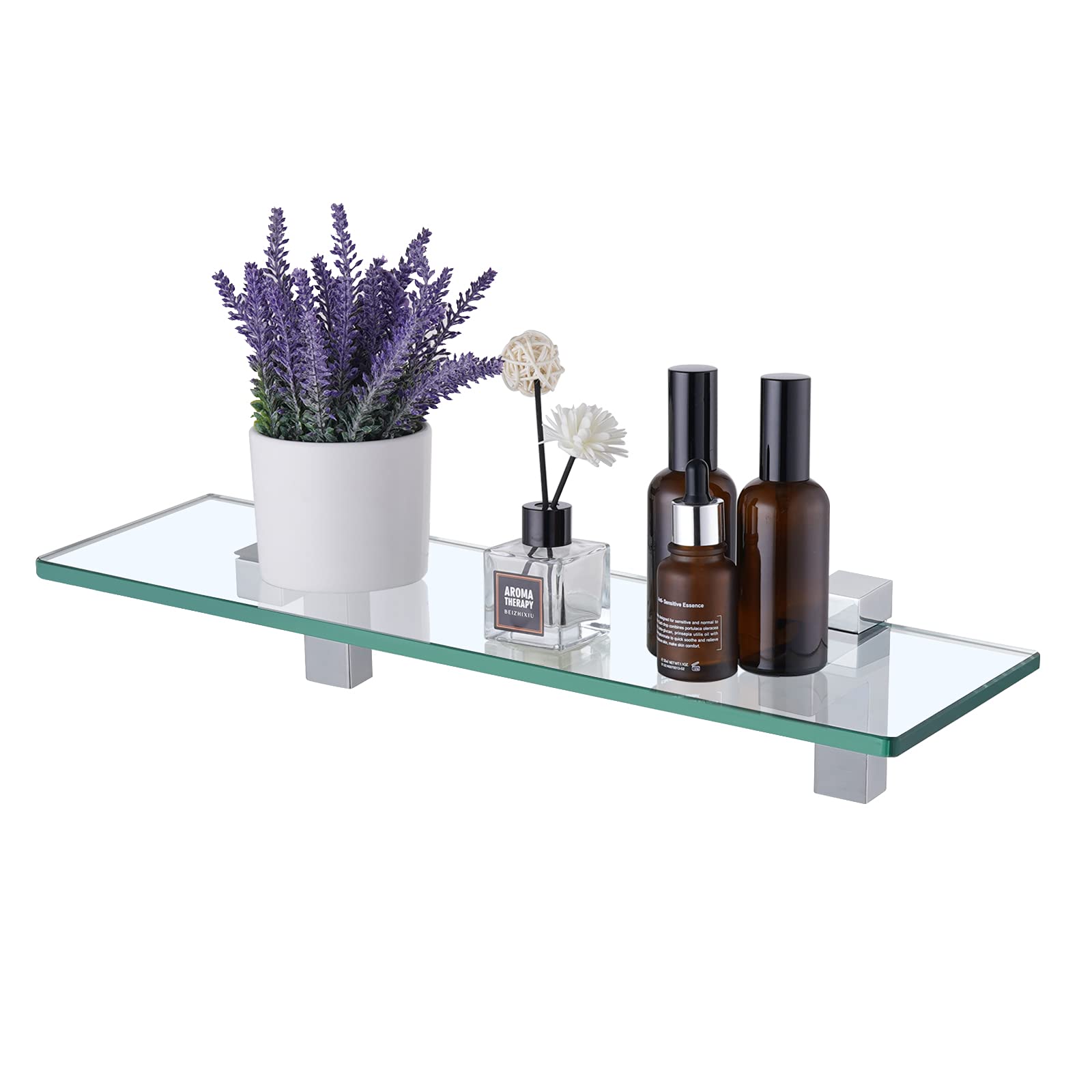 KES Bathroom Wall Shelf 15.8 Inch Glass Shelf Tempered Glass Shelf Polished Chrome Finish, BGS3201S40