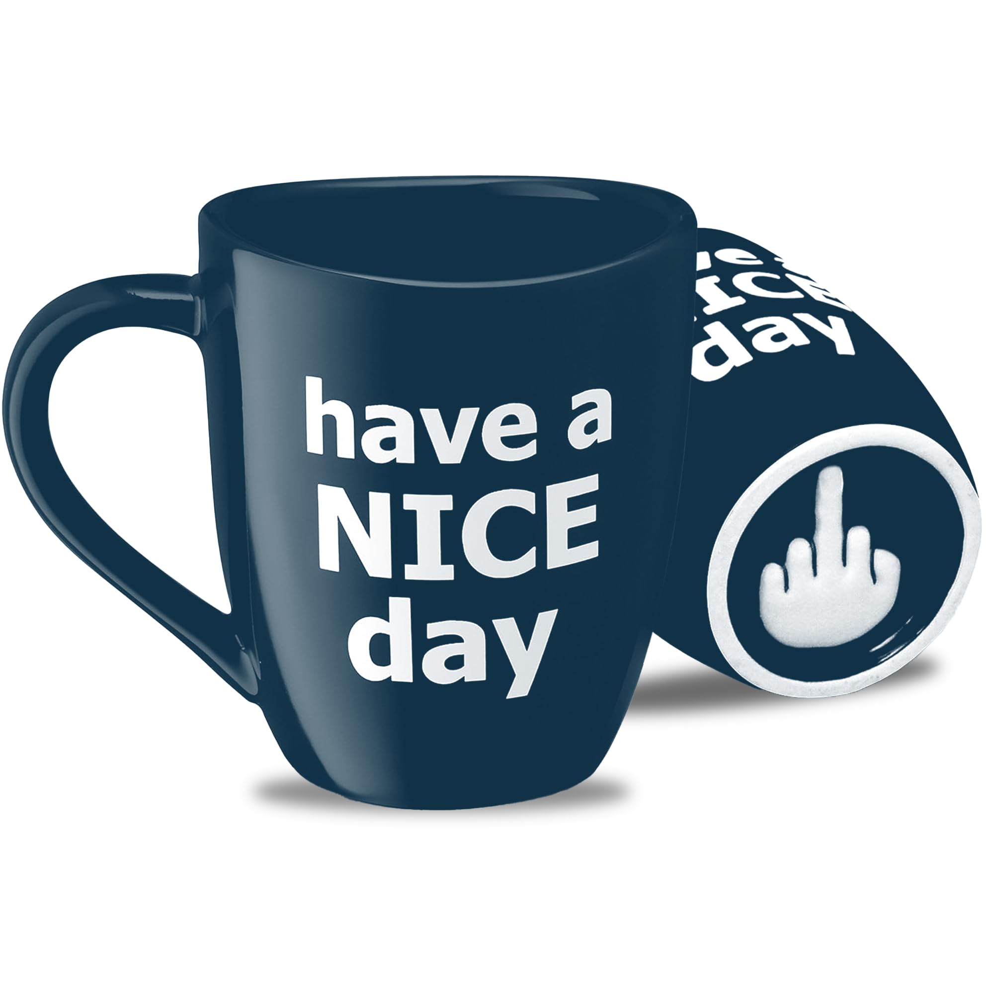 Decodyne Have A Nice Day Funny Coffee Mug, Funny White Elephant Gifts For Adults, Gag Gifts For Women And Men With Middle Finger