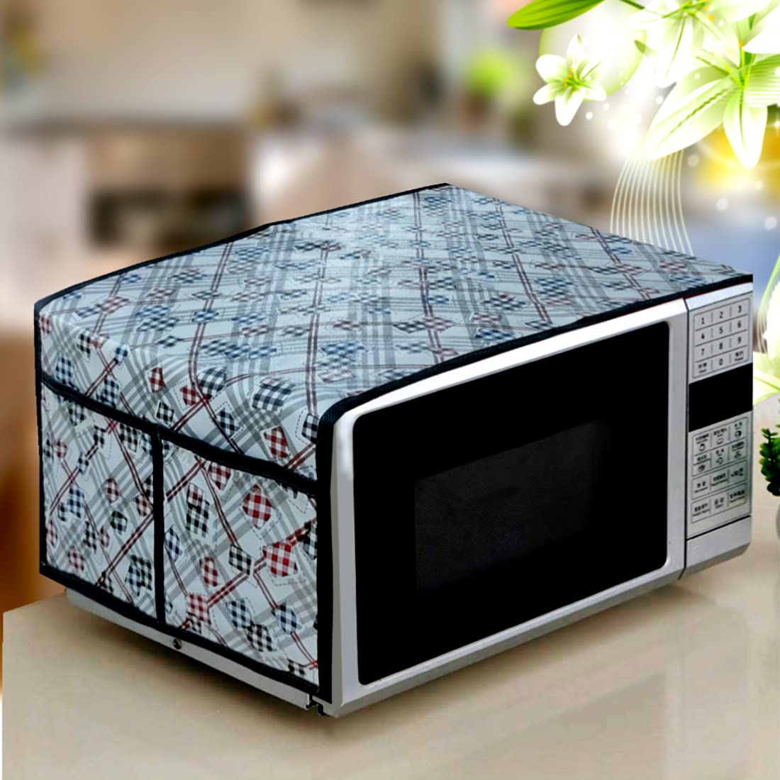 Kanushi Industries Microwave/Oven Top Cover With 4 Utility Pockets (Var2-Micro-Nw-New-02-Top)