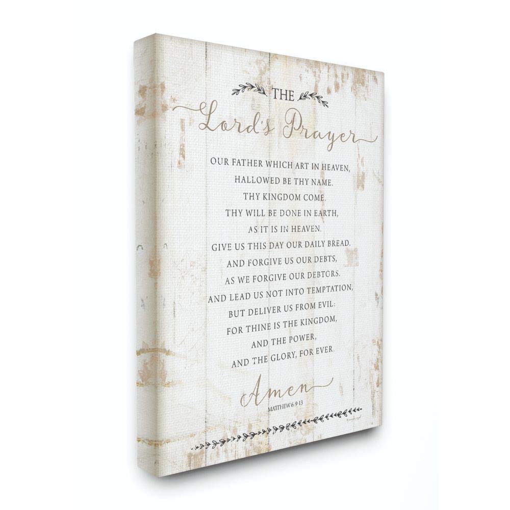 Stupell Industries The Lords Prayer Our Father Rustic Distressed White Wood Look Canvas Wall Art, 16 X 20, Design By Artist Jenn