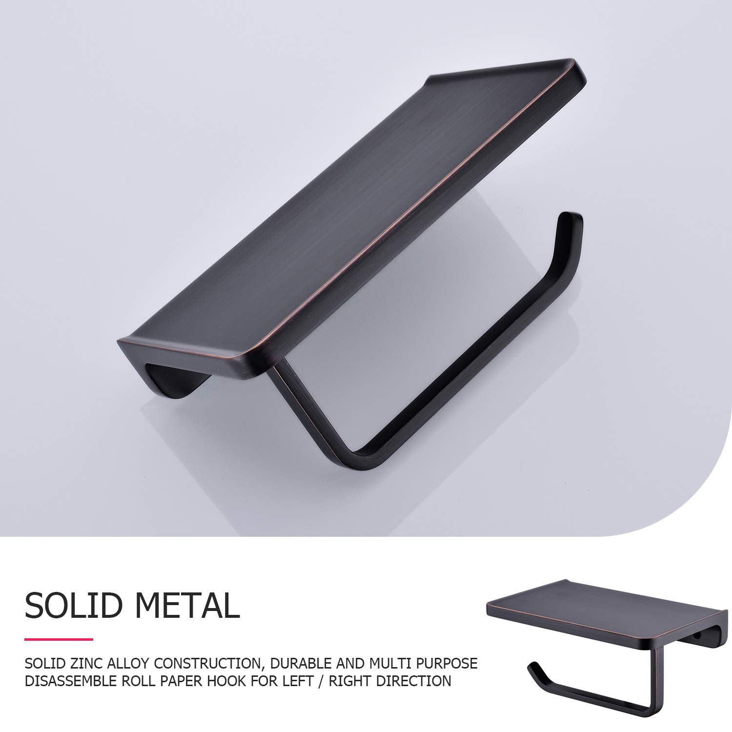 Toilet Paper Holder with Phone Shelf ORB Bathroom Wall Mounted Tissue Roll Dispenser Storage  Oil Rubbed Bronze