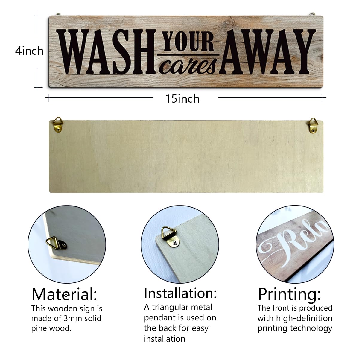 4 Pcs Laundry Room Decors, Four Pieces Hanging Wall Plaques, Funny Laundry Room Wall Art, Farmhouse Laudry Quotes Sign, Wall Dec