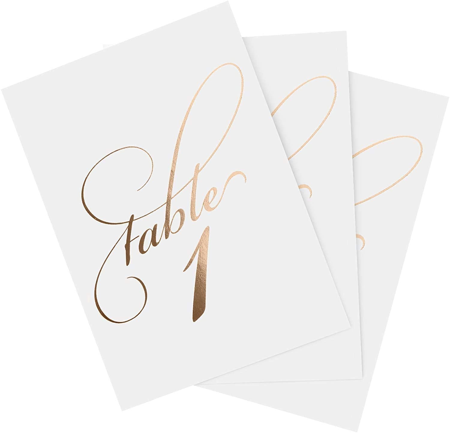 Bliss Collections Table Numbers, Rose Gold Foil, Double-Sided Cards Plus Head Table Card For Your Wedding, Reception, Anniversar