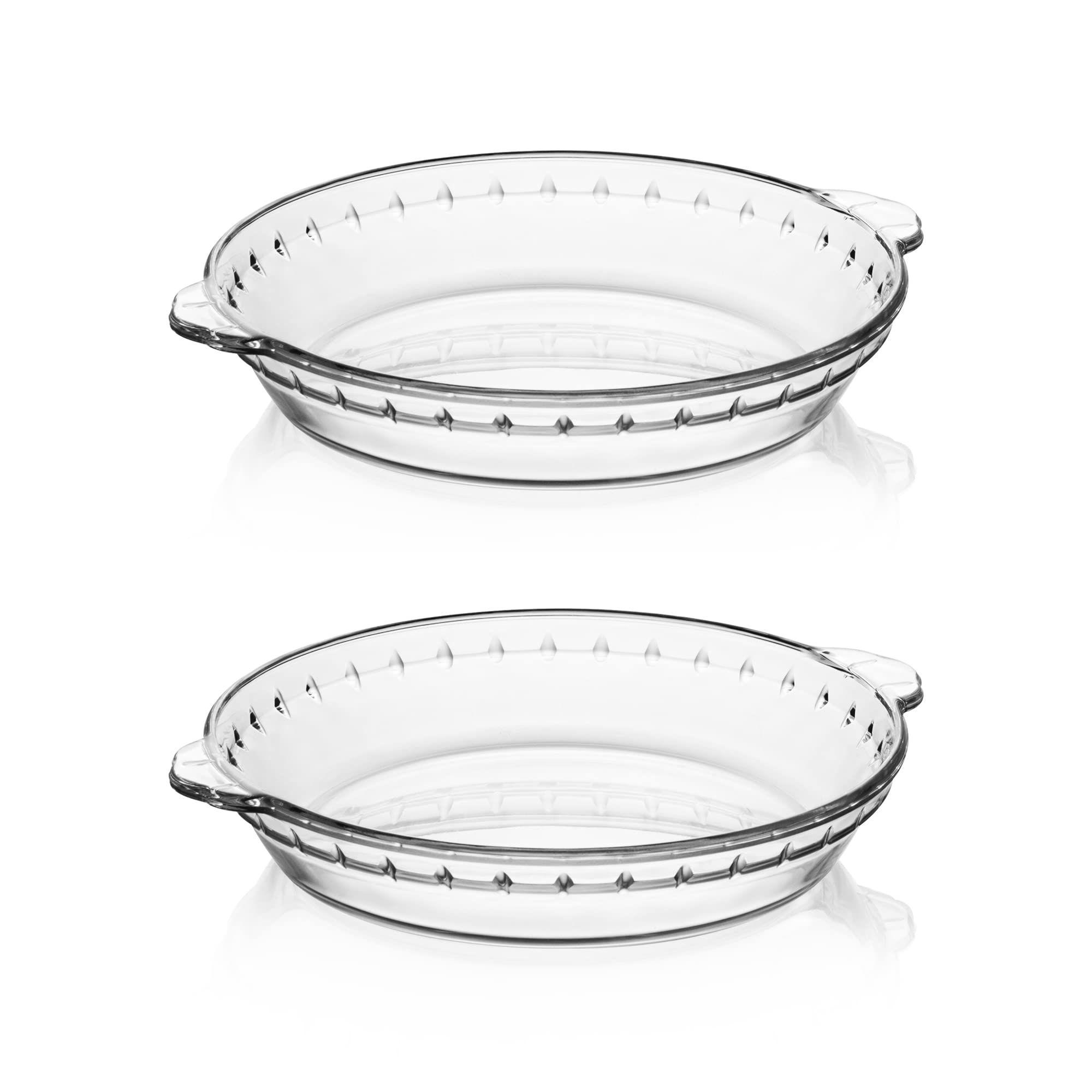 Sweejar Glass Pie Pan For Baking(2 Pack), 7.5 Inches Round Baking Dish For Dinner, Non-Stick Pie Plate With Soft Wave Edge For A
