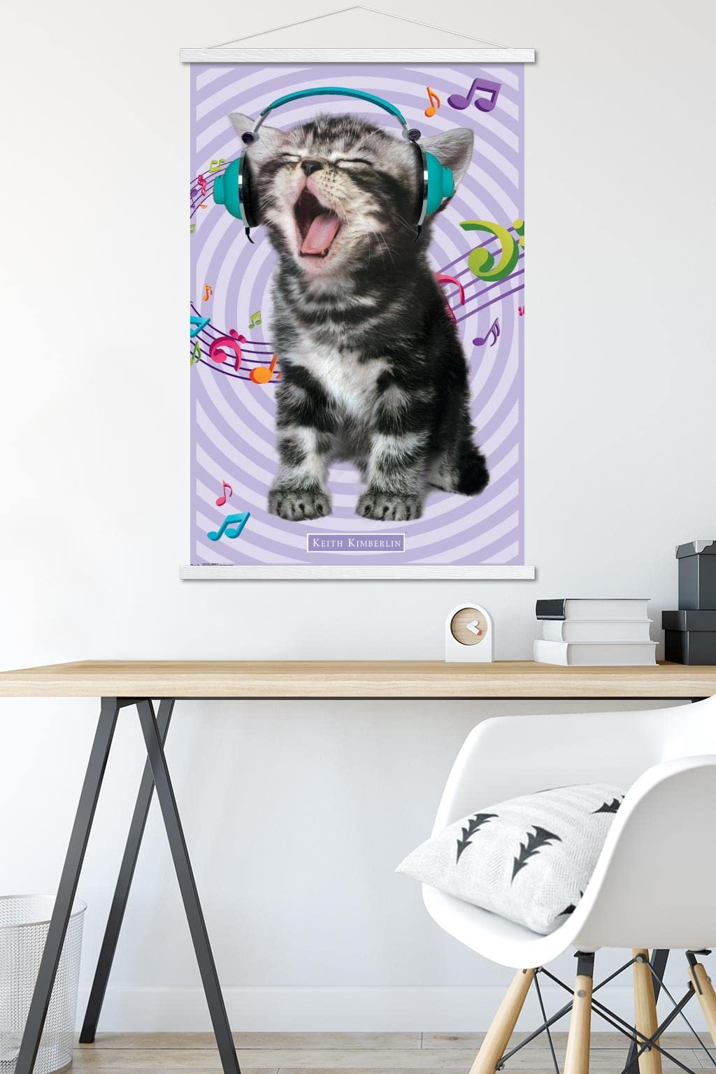Trends International Keith Kimberlin - Kitten - Singing Wall Poster, 22.375'' X 34'', Premium Print And White Hanger Bundle