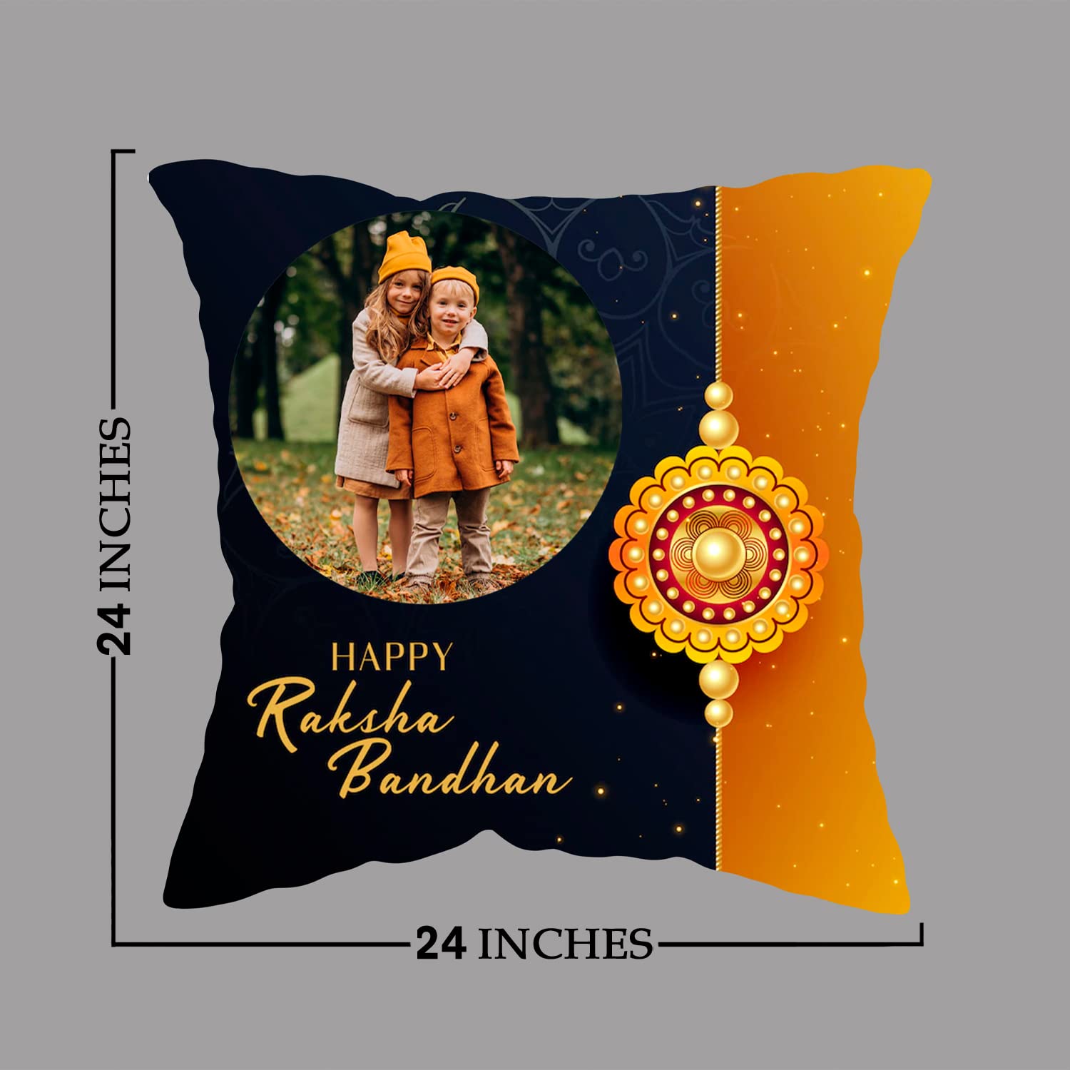 GiftoKing Customized Cushion for Rakhi Gift, Best Gift for Rakshabandhan, Multicolour (Pattern4, 24x24 Inch)