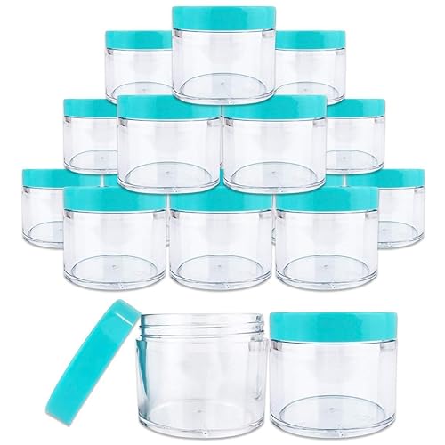 Beauticom 60 Grams60 Ml (2 Oz) Round Clear Leak Proof Plastic Container Jars With Teal Lids For Storage Cosmetic Lotion Scrubs C