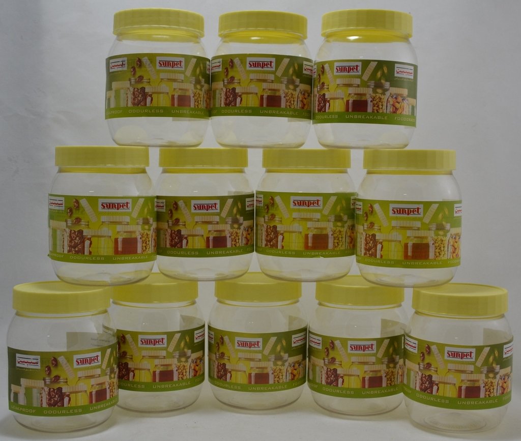 Sunpet Plastic Storage Cantainers 500Ml, Set Of 12, Yellow, Brown