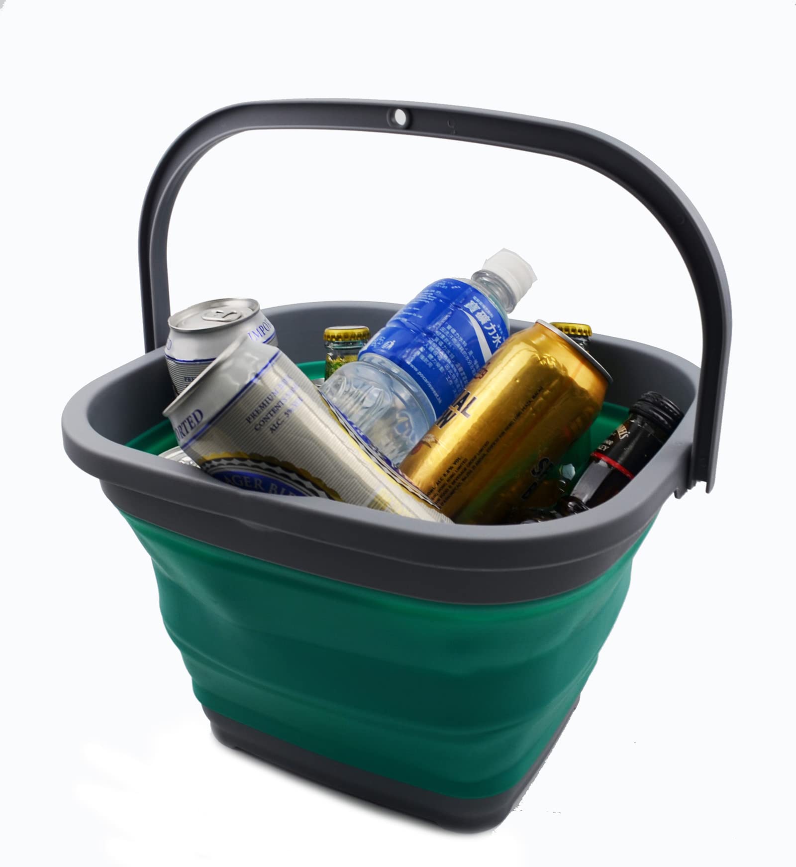 SAMMART 11L (2.9 Gallon) Collapsible Rectangular Handy Basket/Bucket (1  Dark Grey/Bluish-Green)