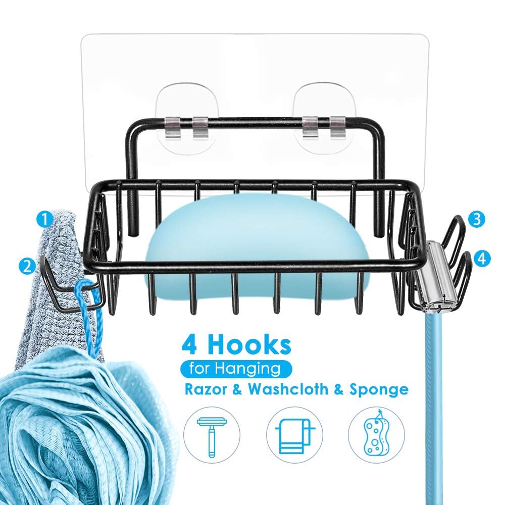 Nieifi Shower Caddy Shelf With Hooks Storage Rack Organizer Adhesive Stainless Steel Without Drilling For Bathroom, Lavatory, Wa