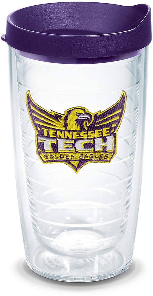 Tervis Tennessee Tech Golden Eagles Logo Tumbler With Emblem And Royal Purple Lid 16Oz, Clear