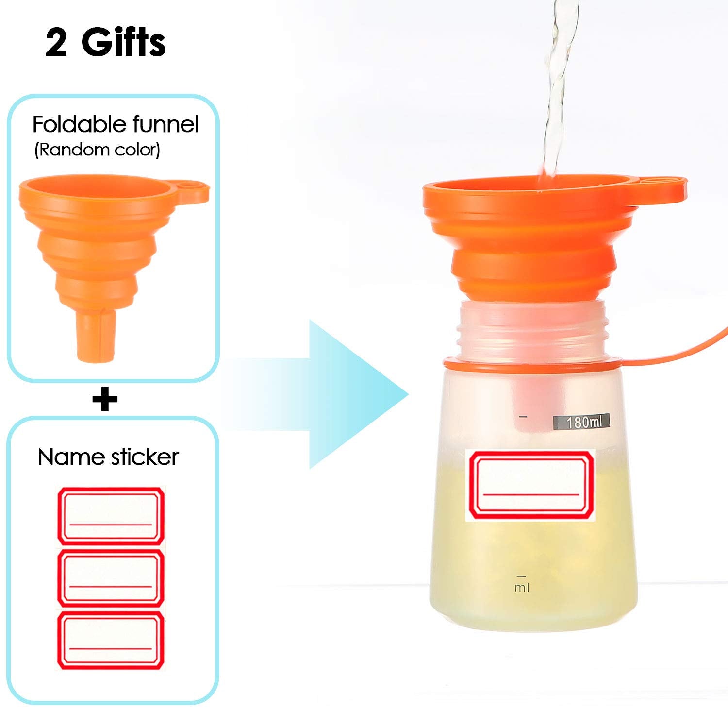 Ondiomn Condiment Squeeze Bottle Wide Mouth, 2 Pack 180Ml Empty Reusable Squeeze Bottles For Honey,Batter,Catsup,Onion,Resin,Bak