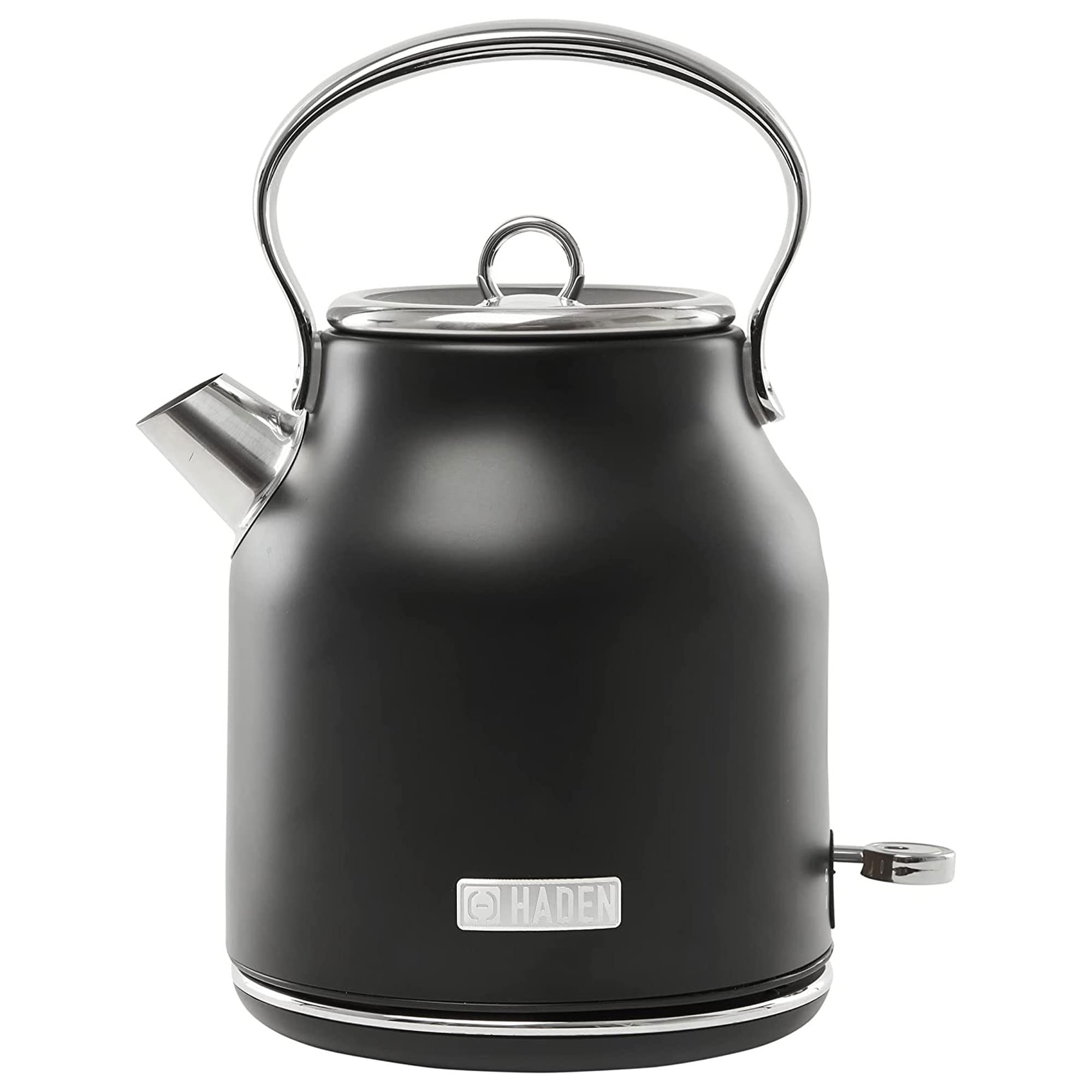 Haden Heritage 1.7 Liter Stainless Steel Body Countertop Retro Style Electric Kettle With Auto Shutoff & Dry Boil Protection, Bl