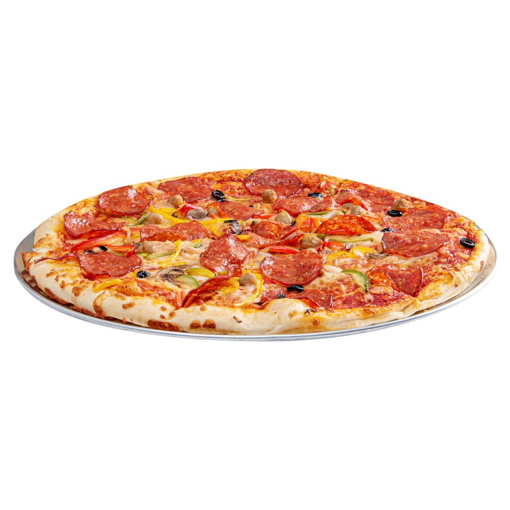 Restaurantware Met Lux 18 Inch Commercial Pizza Pan 1 Coupe Style Pizza Cooking Tray - Heavy-Duty 18-Gauge Aluminum Round Baking