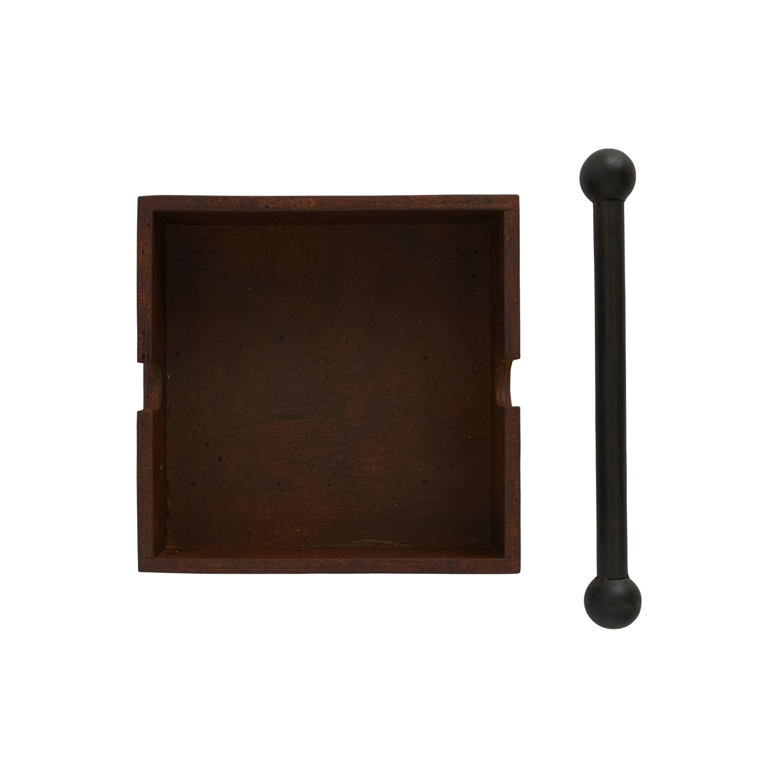 Creative Co-Op Square Wood Napkin Holder With Metal Bar