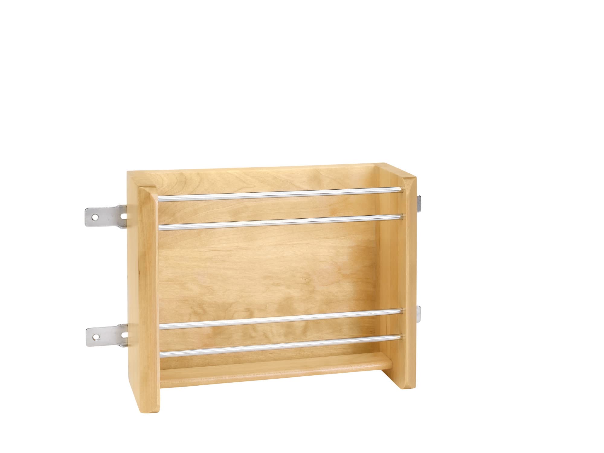 Rev-A-Shelf 4Wfr-15-1 10 Inch Pantry Cabinet Small In Door Mount Foil And Kitchen Supply Rack, Wood Organizer With Chrome Rails,