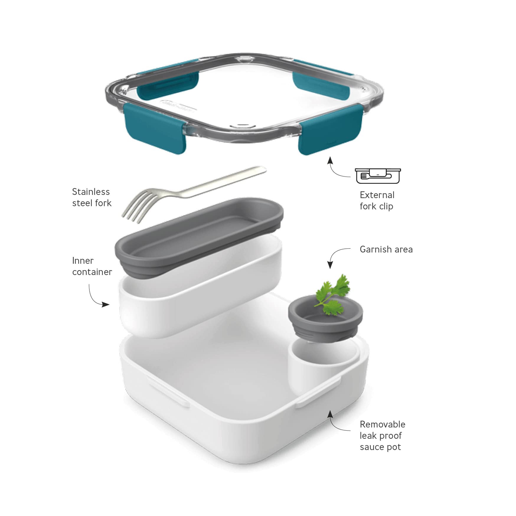 Black + Blum Bento Box Style Compartment Food Container | Packed Lunch Box With Stainless-Steel Travel Fork, Leak-Proof, Microwa