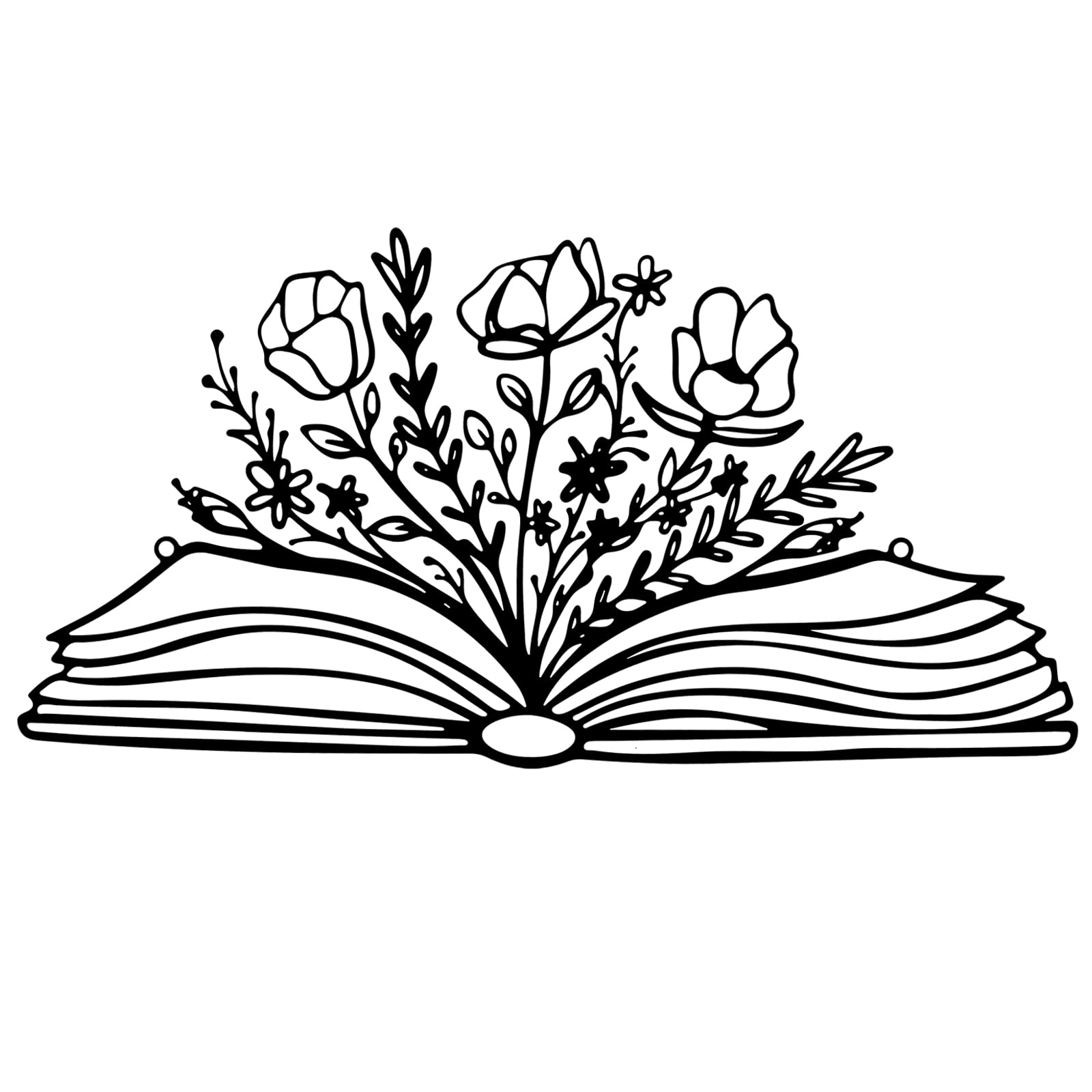 SwallowLiving 14 x 7 Inches Reading Sign Decor Book Lovers Teacher Gift Black Metal Book Flower Wall Art for Library,Reading Roo