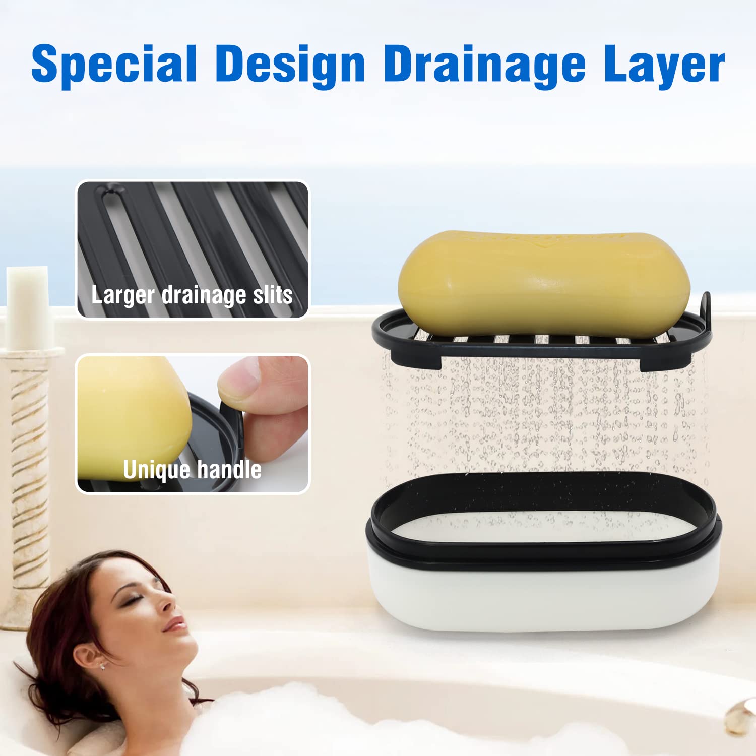 AIMAIAIMAI Travel Soap Container  Leakproof Soap Box  Travel Soap Holder with Removable Draining Layer  Portable Soap Case for Traveling  Camping  Gym (White  1 Pack)