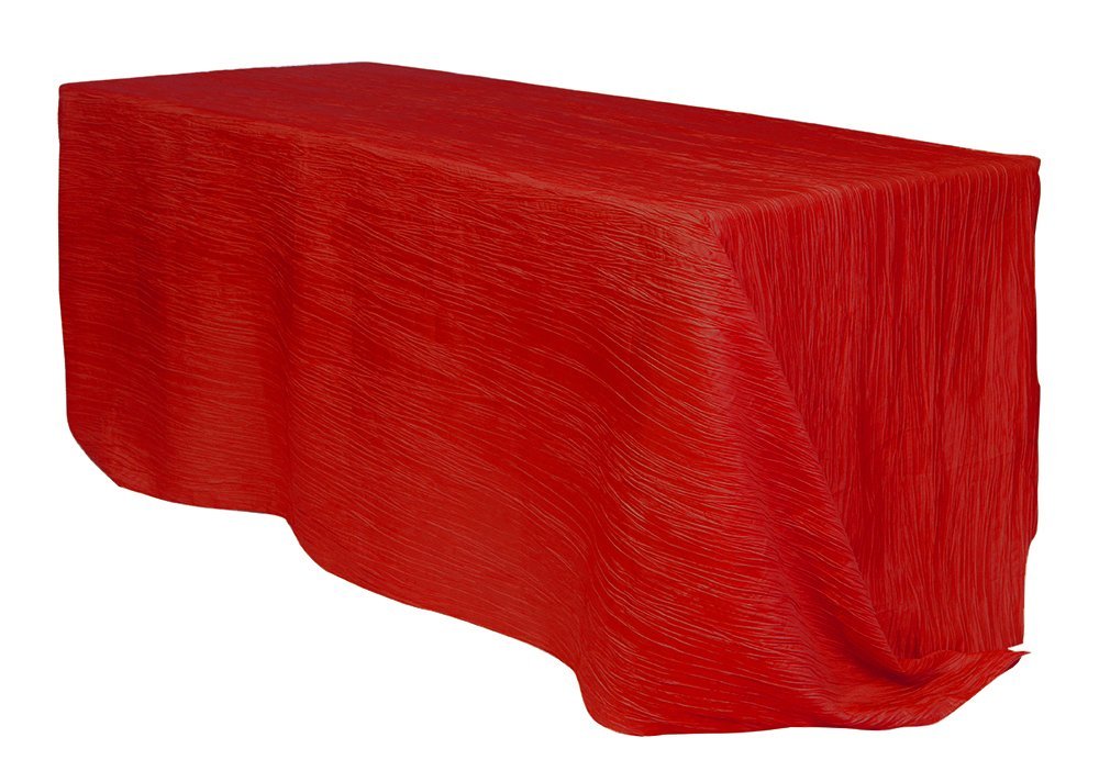 Your Chair Covers - 90 X 156 Inch Rectangular Crinkle Taffeta Tablecloth - Red, Rectangle Table Linens For 8 Ft Rectangular Tabl