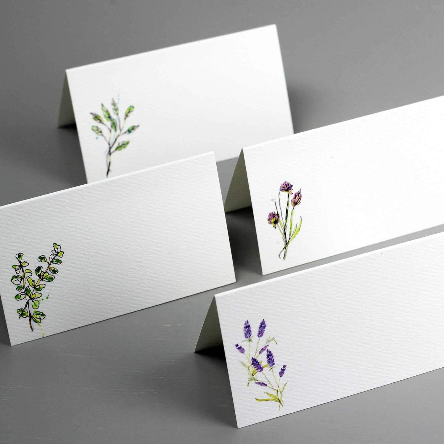 Herb Place Cards (4 Herbs) For Dinner Parties And Events. Table Tent Style, Scored For Easy Folding. Available In Packages Of 12