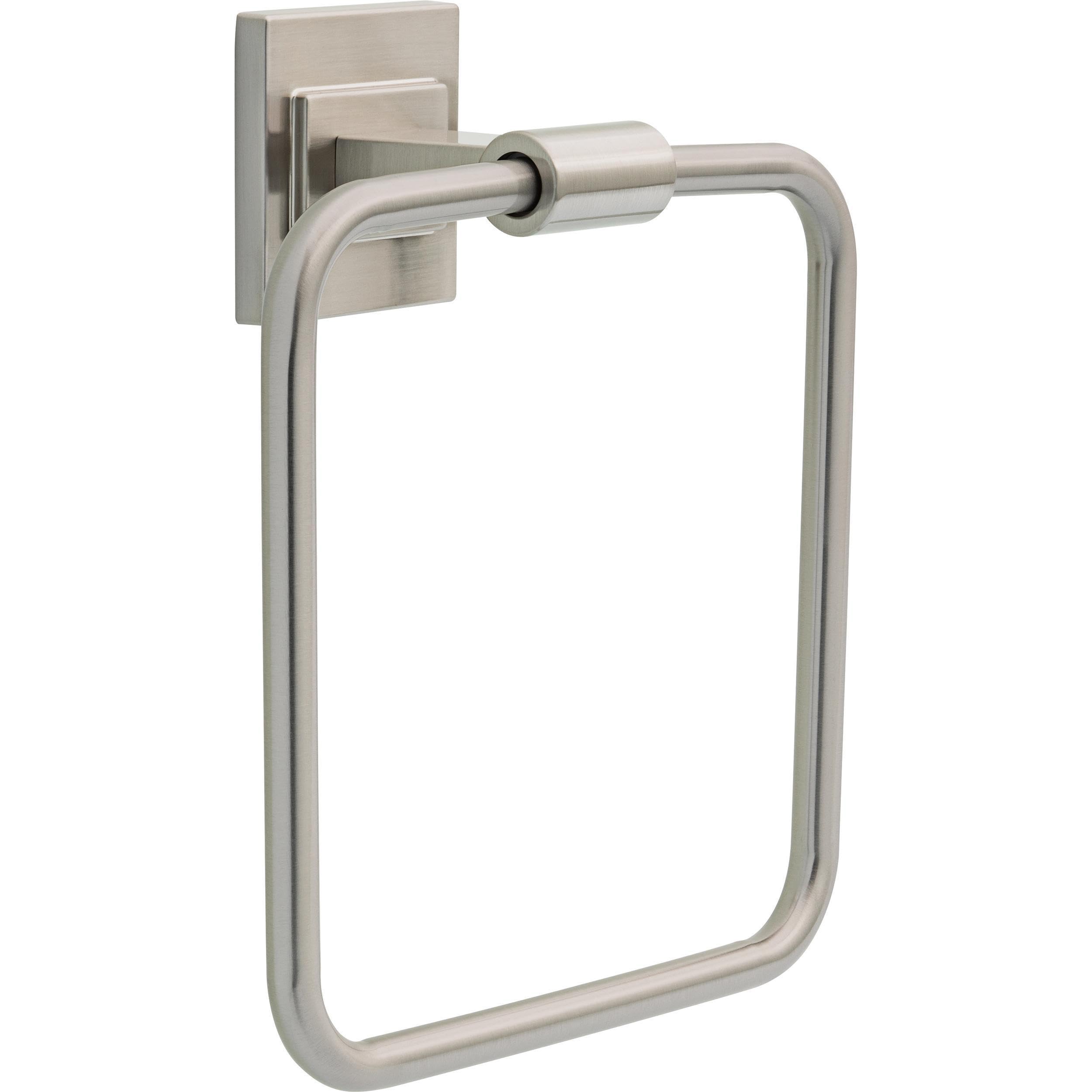 Delta Faucet McLaren (1-Pack) Hand Towel Holder, SpotShield Brushed Nickel, Square Ring for Bathroom or Kitchen Sink, Wall Mount