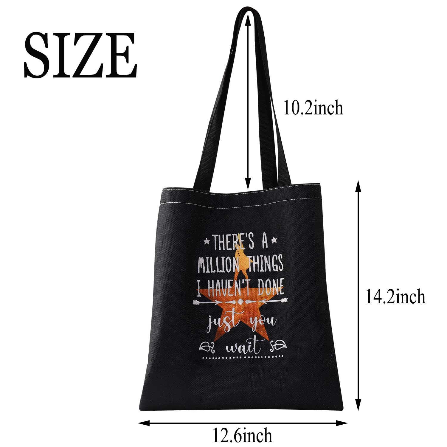 Bdpwss Musical Tote Bag, There'S A Million Things I Haven'T Done But Just You Wait, 15.7 X 13.8 Inches, Waterproof, Zipper, Whit