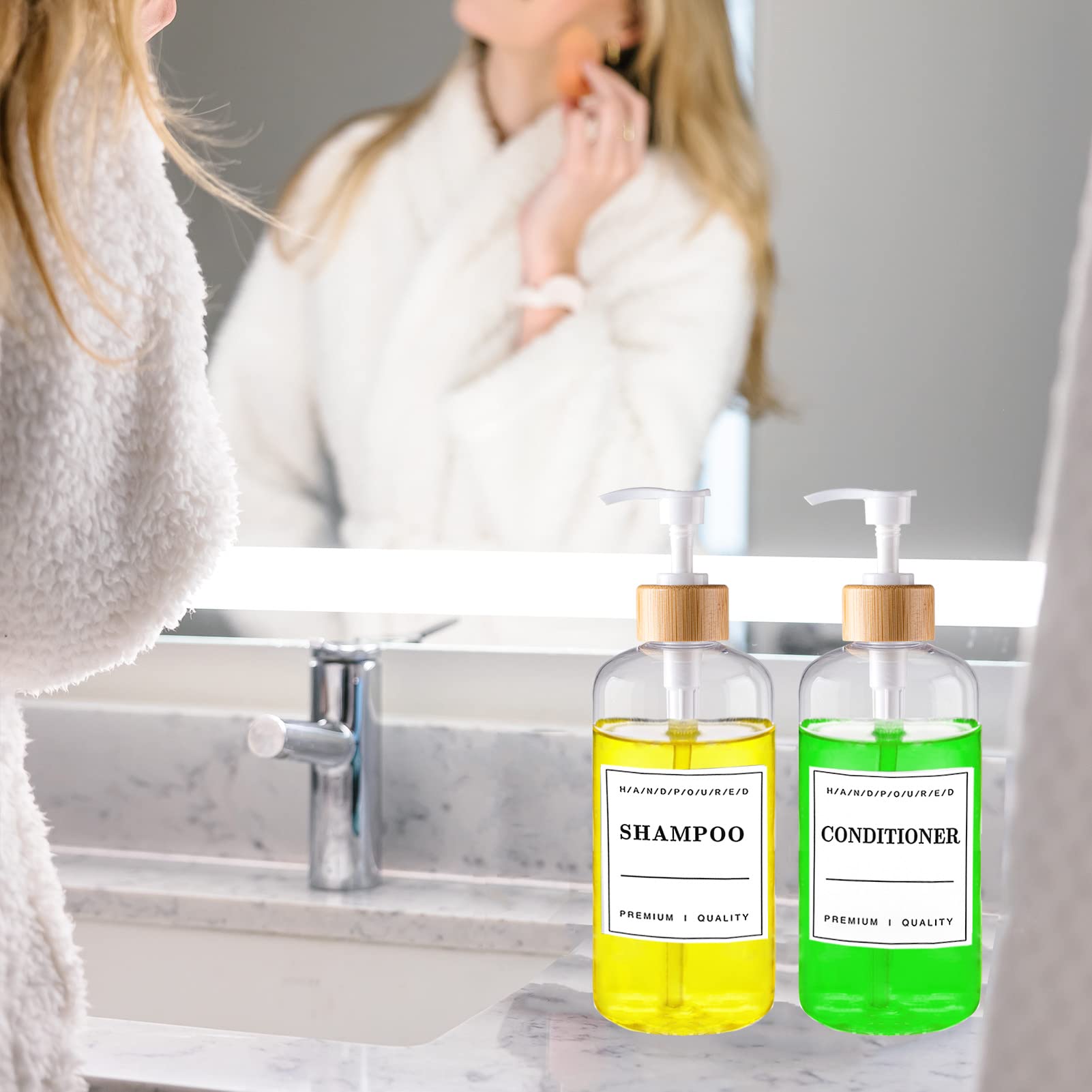 Clear Soap Dispenser Set 16Oz Plastic Soap Dispenser Hand And Dish Soap Dispenser For Kitchen Refillable Soap Lotion Dispenser F