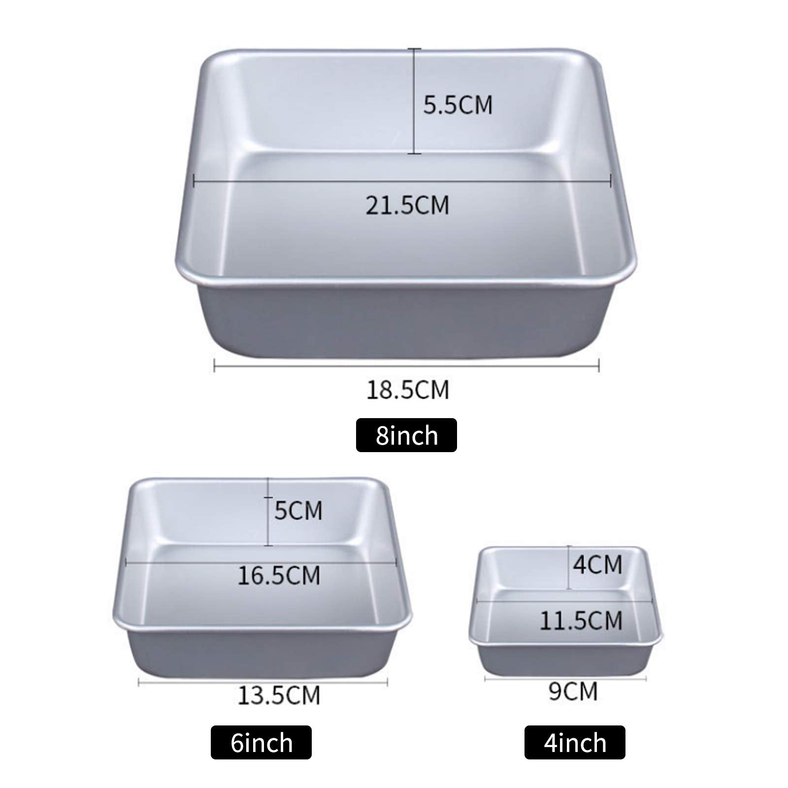 Ugyduky Set Of 3 Anodized Aluminum 3-Tiered Even Square Cake Pan Set, Multilayer Wedding Birthday Anniversary Baking Cake Tins 4