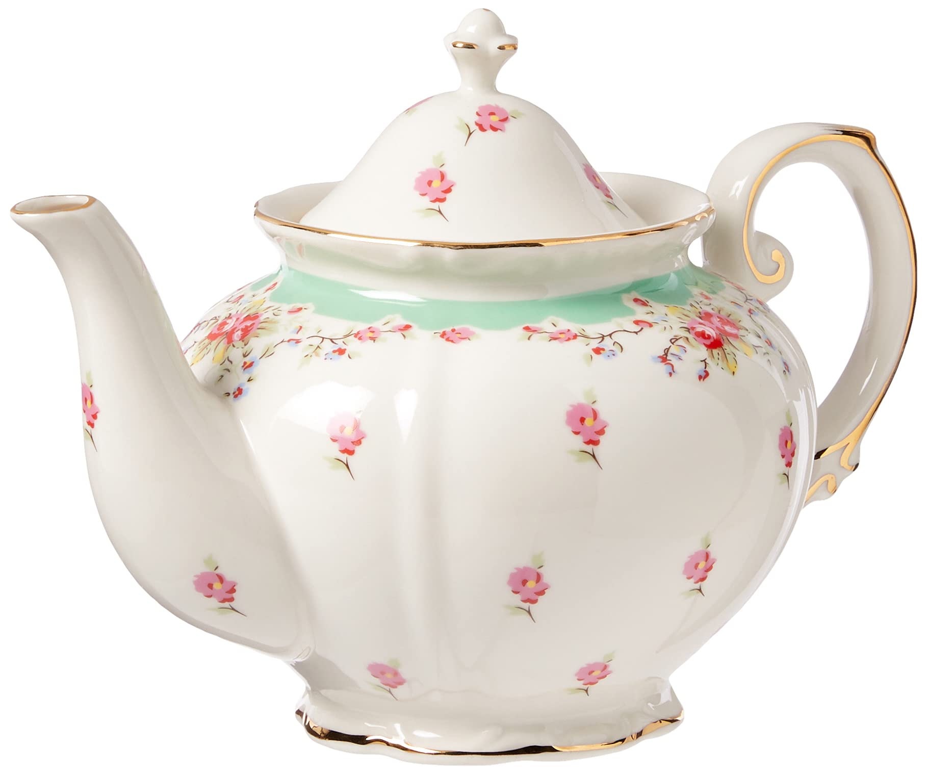 Gracie China By Coastline Imports Green 5-Cup Gracie China Vintage Rose Porcelain Teapot