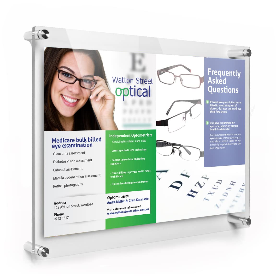 ArtToFrames Floating Acrylic Frame for Pictures Up to 22x28 inches (Full Frame is 26x32) with Chrome Standoff Wall Mount Hardwar