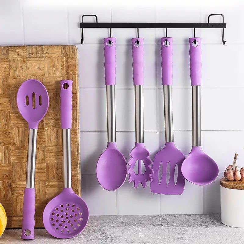 Salepush Silicone Spatula Steel Handle With Silicone Non Stick & Highly Heat Resistant Steel Handle Spatula With Silicone Cover 