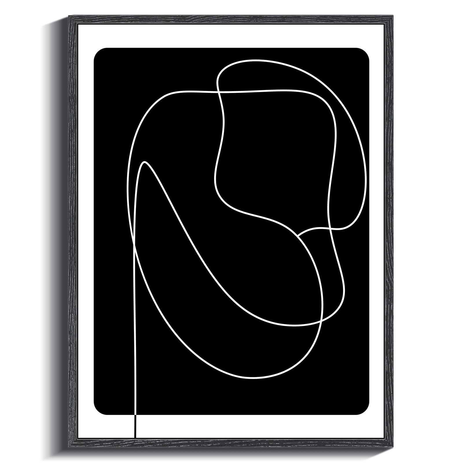 Insimsea Black Framed Canvas Wall Art Decor, Line Art Minimalist Paintings Artworks, Black And White Abstract Pictures Decor, On