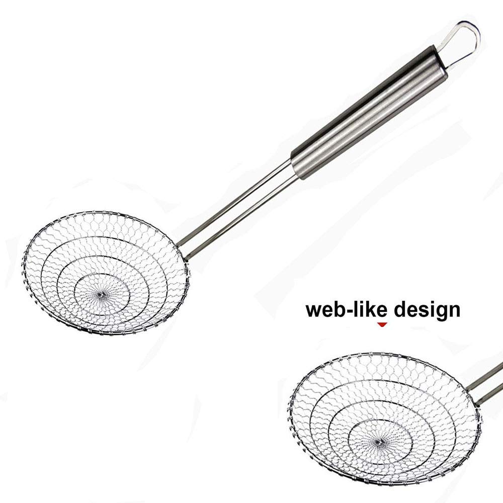 Xingmin Skimmer Spoon Fry Oil Mesh Strainer Spider Stainless Steel Asian Metal Large Fat Fish French Round Slotted Ladle Deep Wi