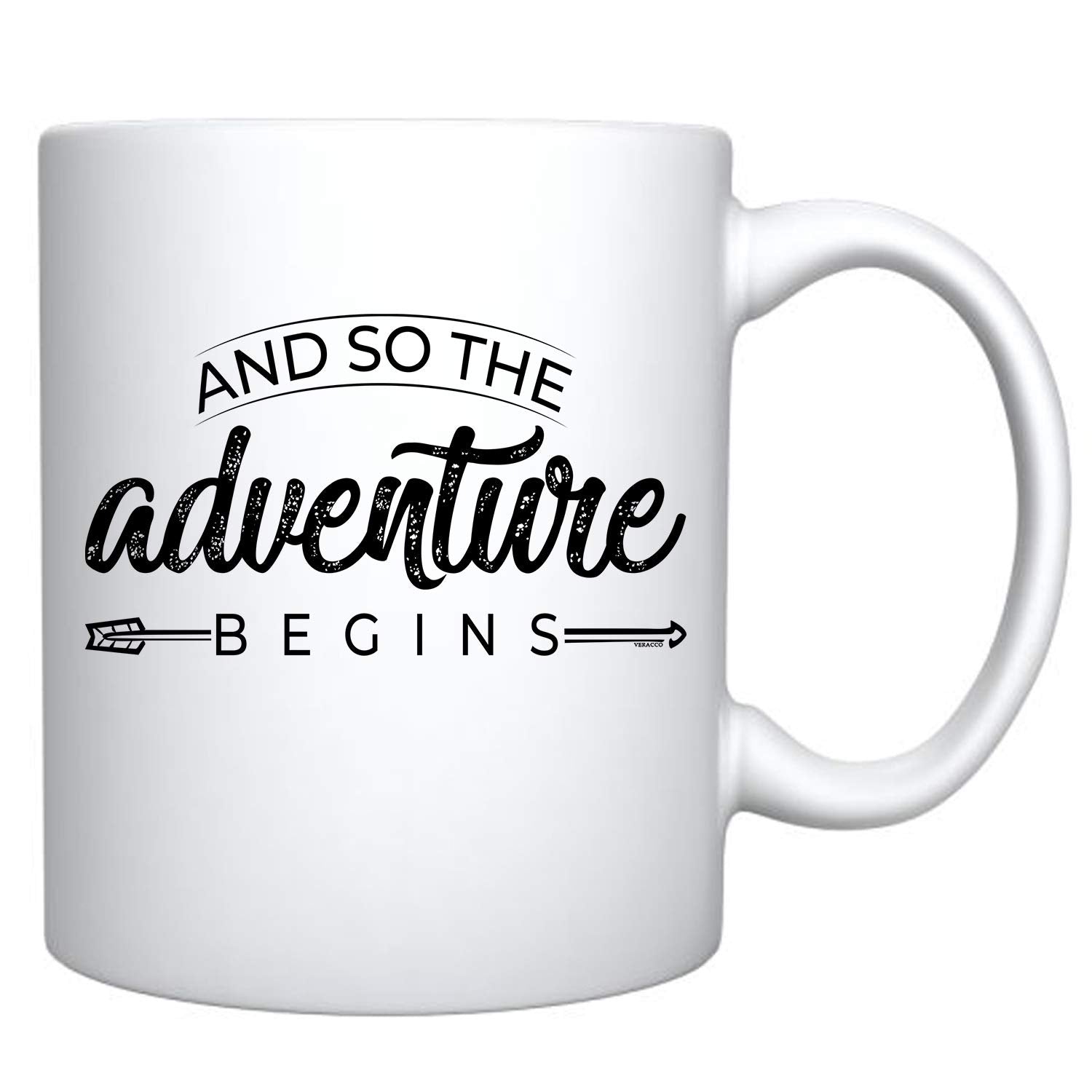 Veracco And So The Adventure Begins Ceramic Coffee Mug FunnyGift For Someone Who Loves Drinking Bachelor Party Favors (White)