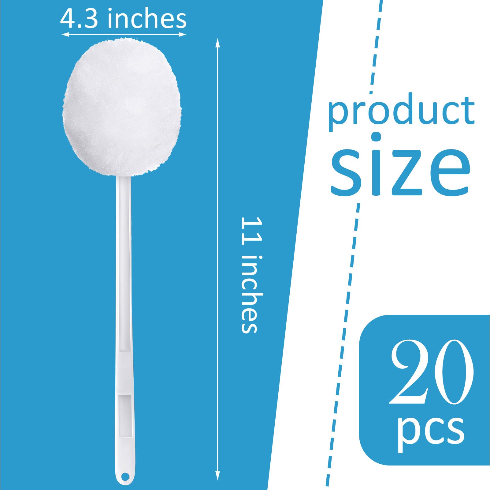 20 Pack Toilet Bowl Brush White Soft Swab Toilet Bowl Cleaners Disposable Toilet Brush Long Plastic Handled Toilet Bowl Mop With
