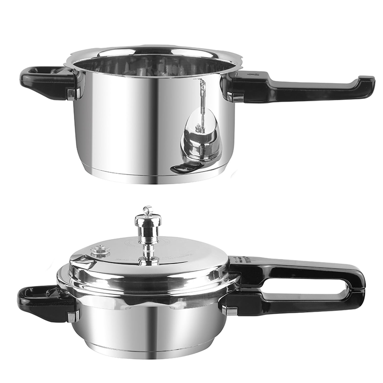Vinod Sandwich Bottom Stainless Steel Pressure Cooker Combo Set Of 2 With Common Lid | 4.5 Litre And 7 Litre | Induction And Gas