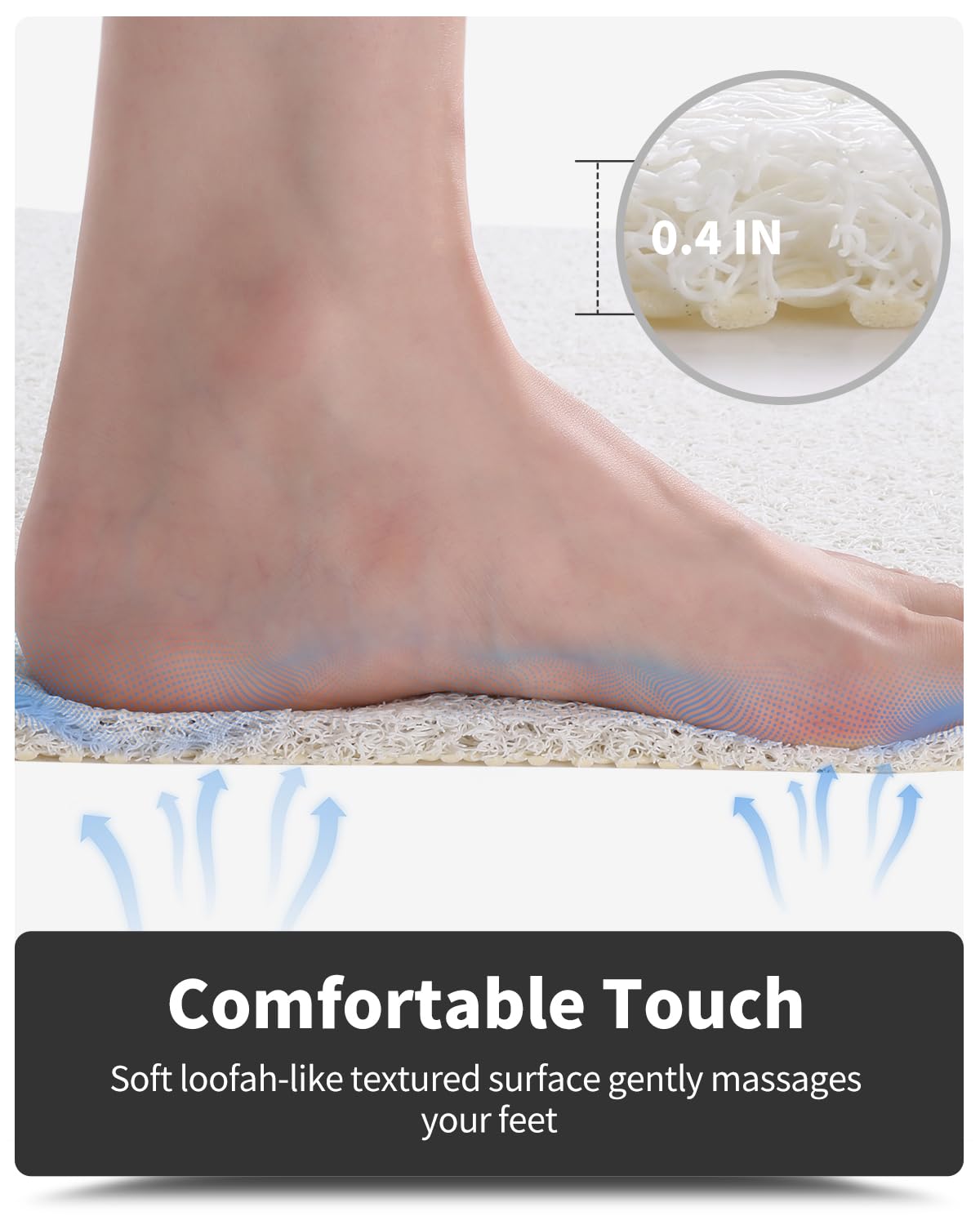 Non-Slip Bathtub Mat, 24X35 Inch Shower Mats For Bath Tub, Pvc Loofah Bathroom Mats For Wet Areas, Quick Drying