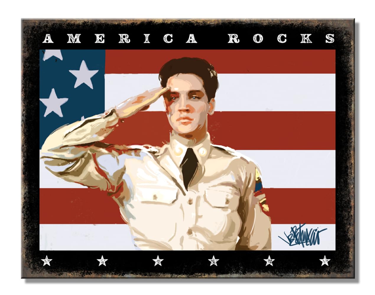 Desperate Enterprises Elvis America Rocks Tin Sign - Nostalgic Vintage Metal Signs - Made in the USA