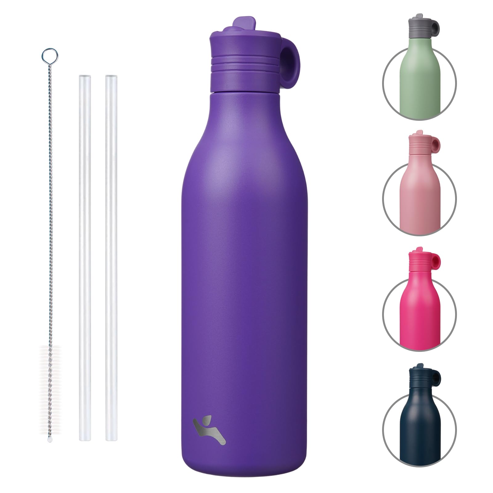 Konokyo 25oz Insulated Travel Water Bottle with Straw, Purple