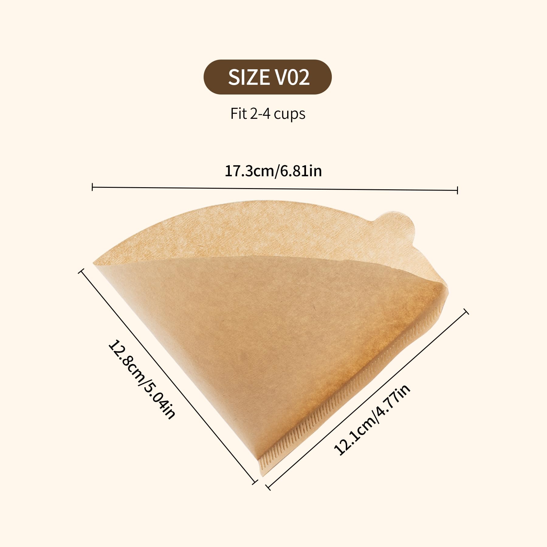 Paktalk Coffee Filters V60 Coffee Filter Size 02 Cone Coffee Filters 2-4 Cups For Pour Over And Drip Coffee Maker(Natural Brown,