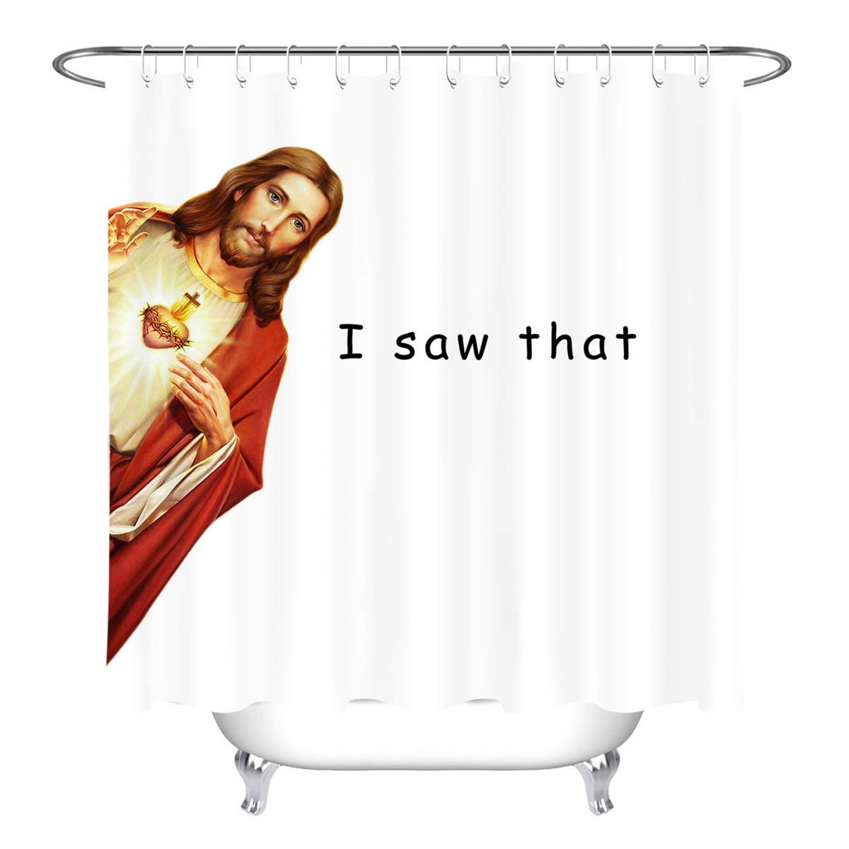 Lb Jesus Christ Shower Curtain Funny Quotes I Saw That Christian Shower Curtains For Bathroom With Hooks 72X72 Inch Waterproof P