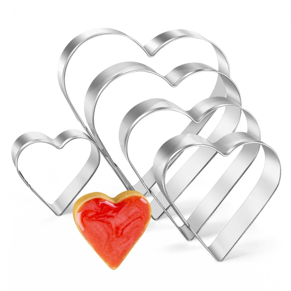 Heart Cookie Cutter Set, Gtmkina 5 Pieces Stainless Steel Small Biscuit Cutters Heart Shaped Mold For Kids Holiday Birthday Part