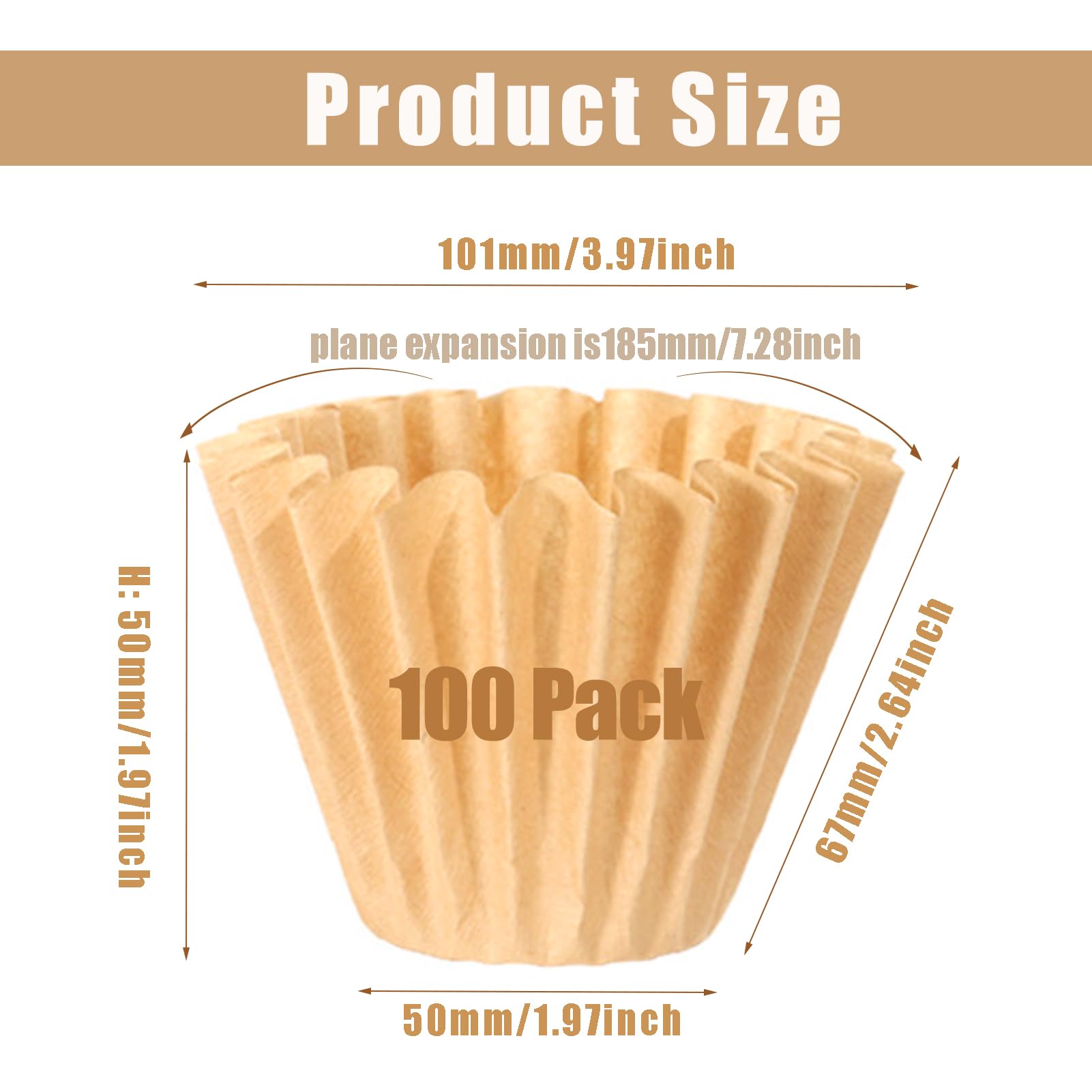 Velloray 100 Count Unbleached Coffee Filters, 4-5 Cup Natural Basket Coffee Filter Paper For 5 Cup Coffee Maker, Small Coffee Tr
