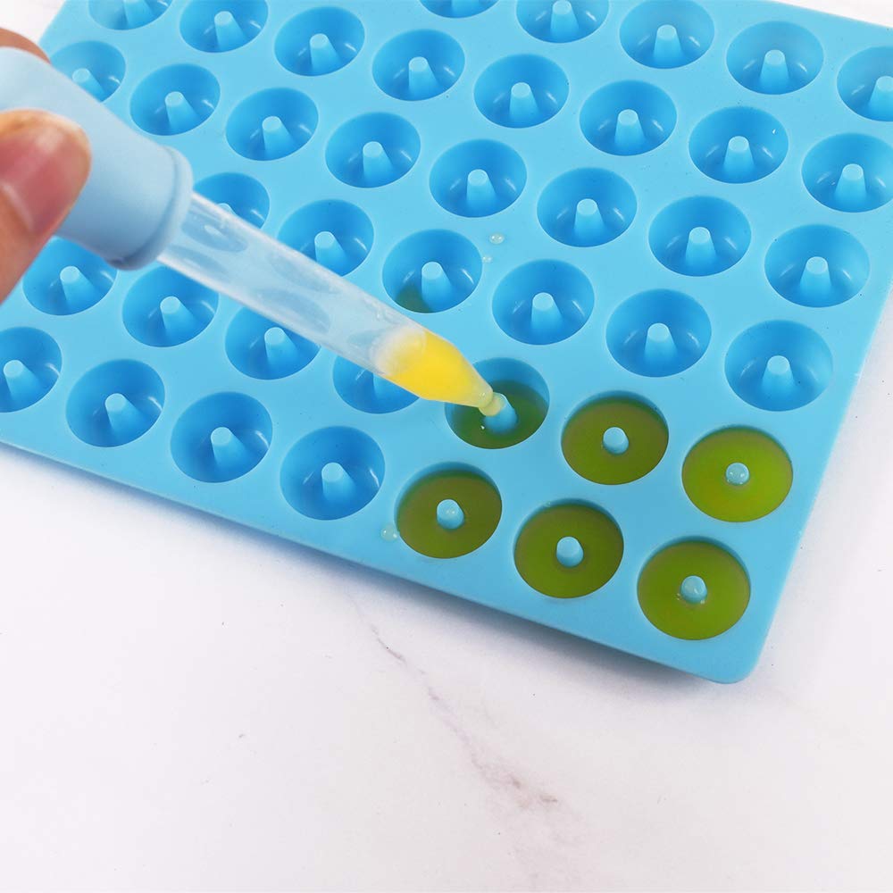 Newk Mini Donut Silicone Candy Mold, 4 Packs 48-Cavities Gummy Ring Molds With 2 Droppers, Nonstick Food Grade Mold For Candies,