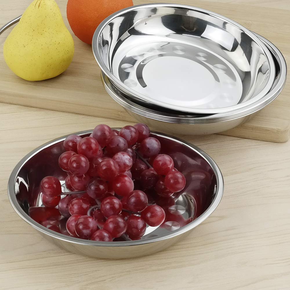 Nicesh 7.64 Inch Stainless Steel Round Plate, Dinner Plate Dish, Pack Of 6