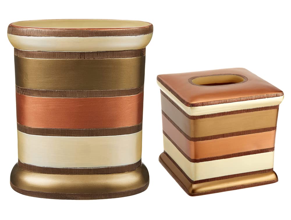 Zahari Home 2Pc Contempo Luxury Bath Accessories Set Waste Basket & Tissue Box Modern Classic Contemporary Decorative Beautiful